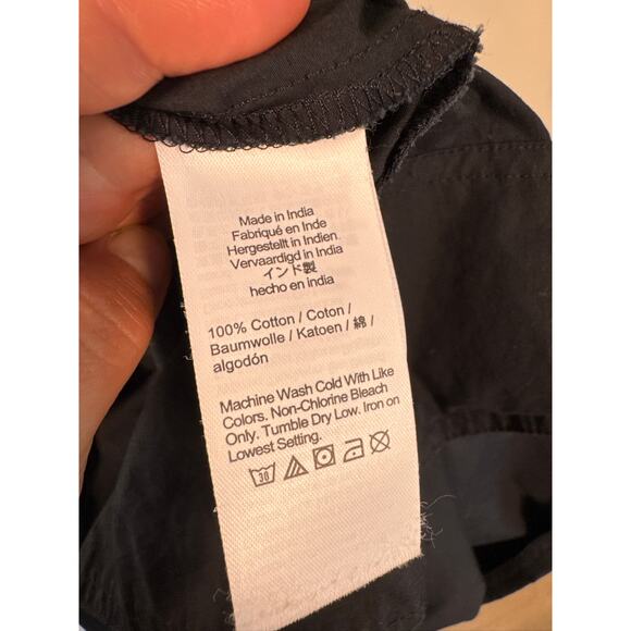 J.Crew Black Cotton Shirtdress with Drawstring Waist - Size 10 - Picture 6 of 8